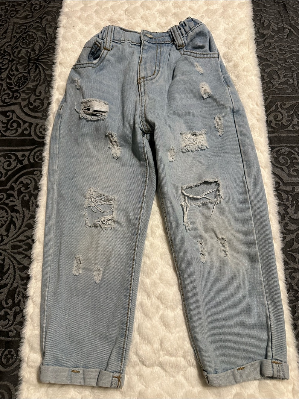 SHEIN Light Blue Distressed Kids Jeans